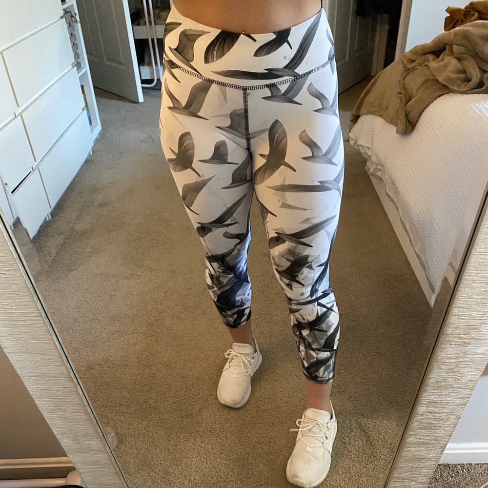 Black and white cropped workout pants